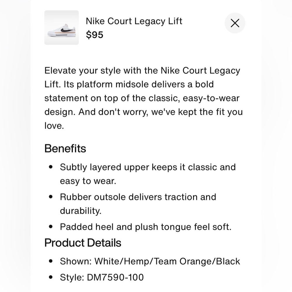 Nike Court Legacy Lift women’s size 7.5- pristine!! - Picture 14 of 14